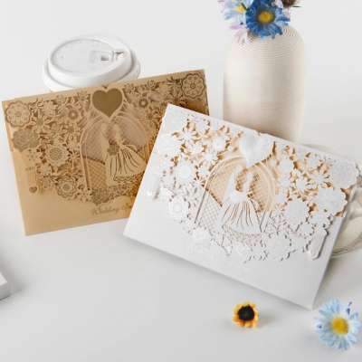 Acrylic wedding invitation cards unique wooden led card